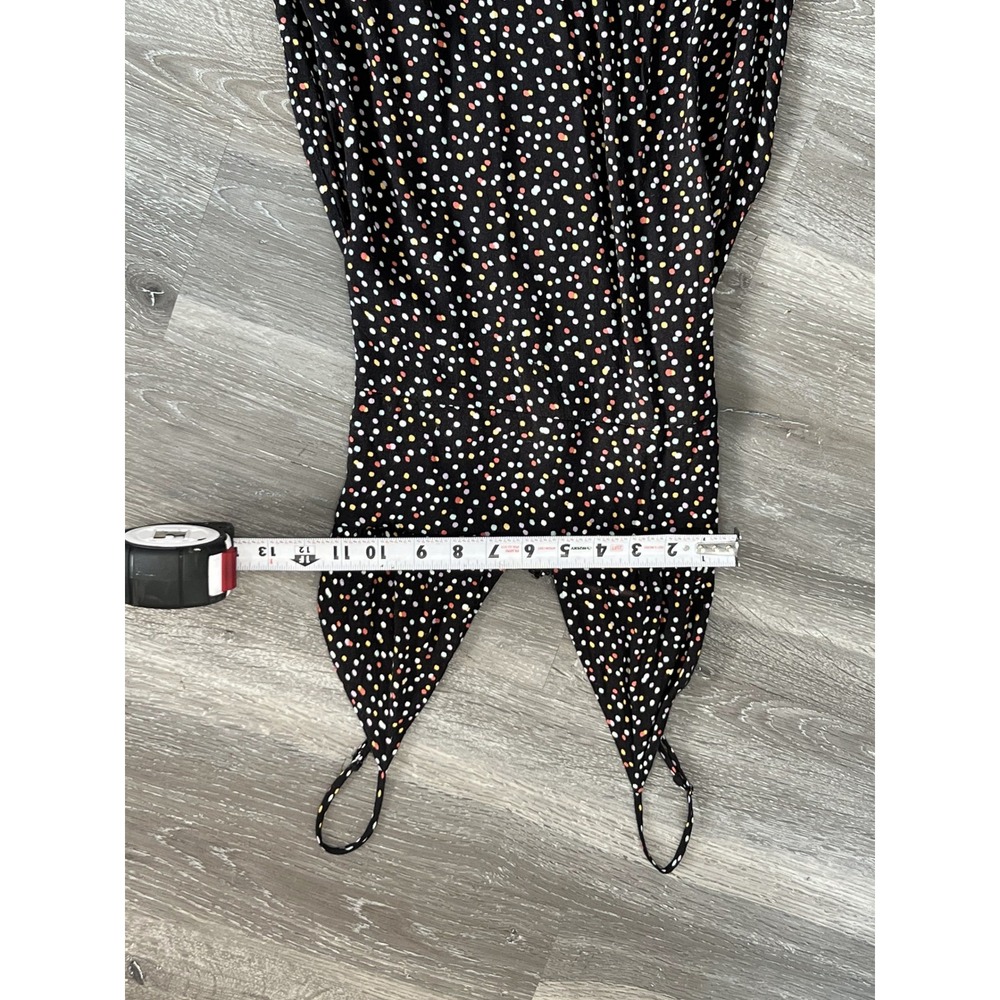 Reformation Black Multi Polka Dot Confetti Spaghetti Strap Midi Slip Dress Siz 6 - Picture 6 of 7